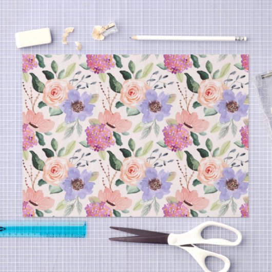 Waterverf Flowers Tissue Paper Tissuepapier (Craft)