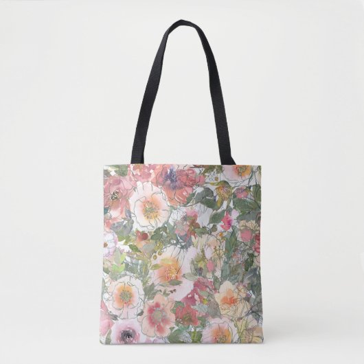Waterverf Flowers Tote Bag (Voorkant)