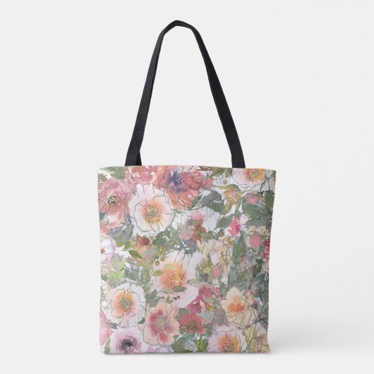 Waterverf Flowers Tote Bag (Achterkant)