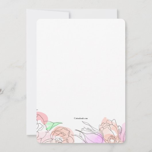 Waterverf Flowers Uitnodiging (Achterkant)