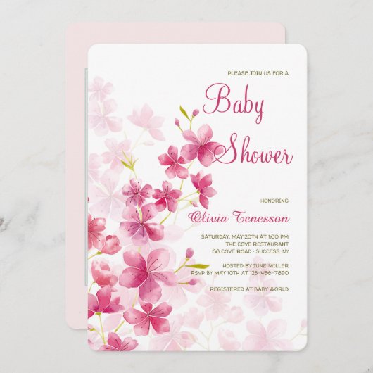 Waterverf Flowers Uitnodiging (Voorkant / Achterkant)