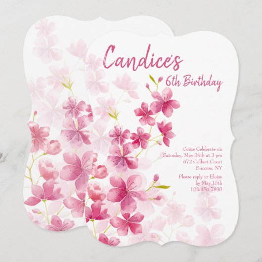 Waterverf Flowers Uitnodiging (Voorkant / Achterkant)