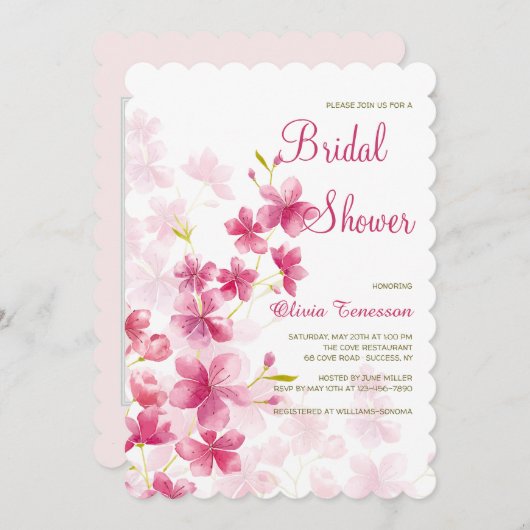 Waterverf Flowers Uitnodiging (Voorkant / Achterkant)