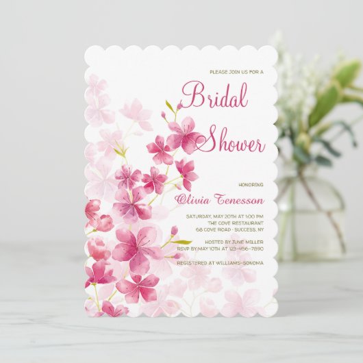 Waterverf Flowers Uitnodiging (Staand voorkant)