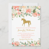 Waterverf Flowers Unicorn Baby Shower Uitnodiginge Kaart (Voorkant)