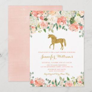 Waterverf Flowers Unicorn Baby Shower Uitnodiginge Kaart
