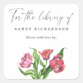 WATERVERF FLOWERS - voor de bibliotheek van Vierkante Sticker