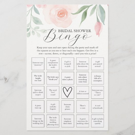 Waterverf Flowers Vrijgezellenfeest Bingo Flyer (Voorkant)