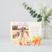 Waterverf Flowers Weddenschap Foto opslaan Datum Aankondigingskaart (Staand voorkant)