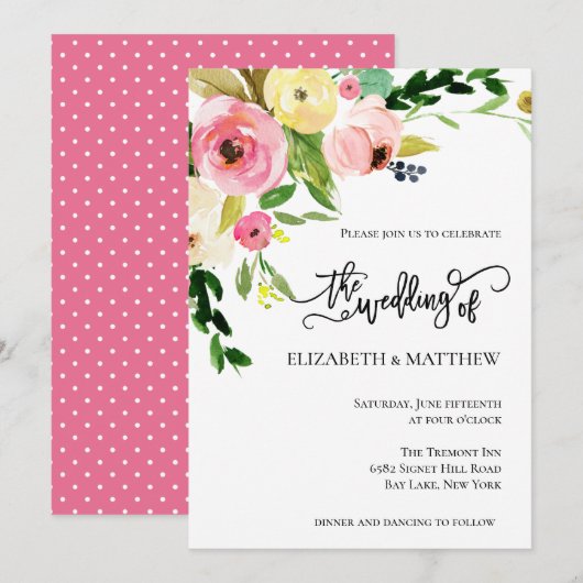 Waterverf Flowers Weddenschap Kaart (Voorkant / Achterkant)