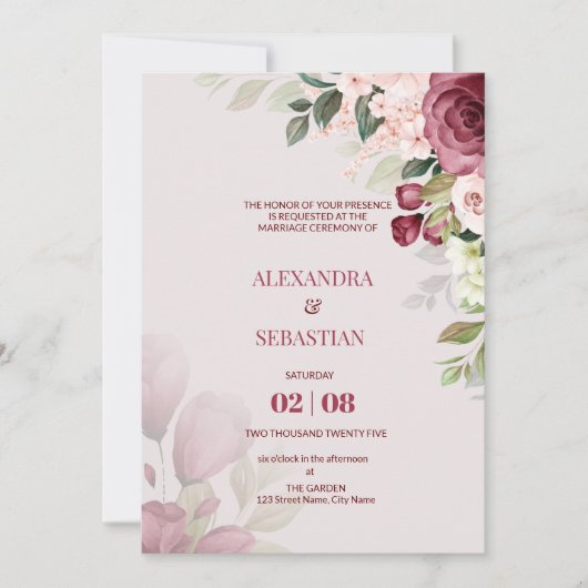 Waterverf Flowers Weddenschap Kaart (Voorkant)