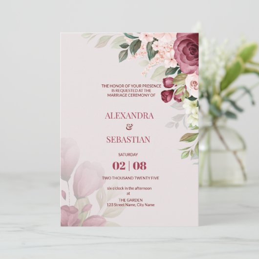 Waterverf Flowers Weddenschap Kaart (Staand voorkant)