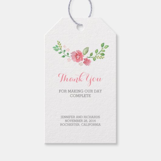 Waterverf Flowers Wedding Cadeaulabel (Voorkant)