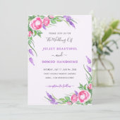 Waterverf Flowers Wedding Invitation Card (Staand voorkant)