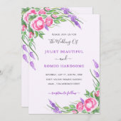 Waterverf Flowers Wedding Invitation Card (Voorkant / Achterkant)