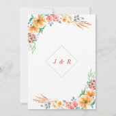 Waterverf Flowers Wedding Invitation Card (Achterkant)