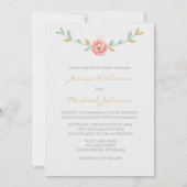 Waterverf Flowers Wedding Invitations Kaart (Voorkant)