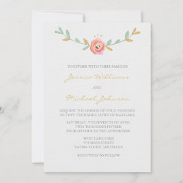 Waterverf Flowers Wedding Invitations Kaart