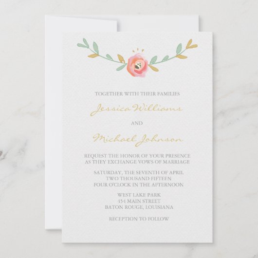 Waterverf Flowers Wedding Invitations Kaart (Voorkant)