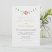 Waterverf Flowers Wedding Invitations Kaart (Staand voorkant)