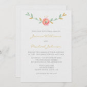 Waterverf Flowers Wedding Invitations Kaart (Voorkant / Achterkant)