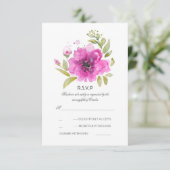 Waterverf Flowers Wedding RSVP Kaart (Staand voorkant)