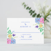 Waterverf Flowers Wedding RSVP Kaartje (Staand voorkant)