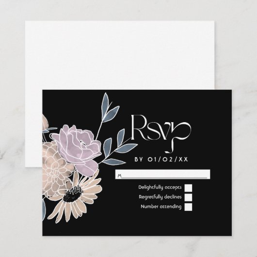 Waterverf Flowers Wedding RSVP Kaartje (Voorkant / Achterkant)