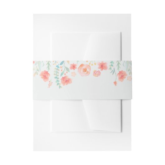 Waterverf Flowers Wedding Uitnodigingen Wikkel (Voorkant Voorbeeld)