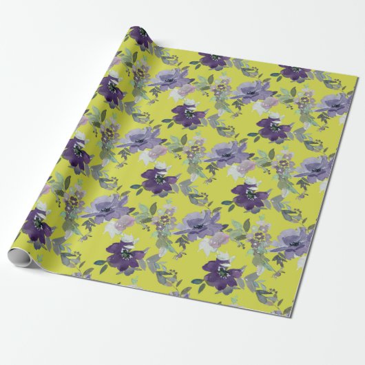Waterverf Flowers Wrapping Paper Cadeaupapier (Uitgerold)