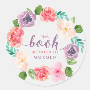 Waterverf Flowers Wreath - Book Elegant Typography Ronde Sticker