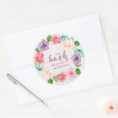 Waterverf Flowers Wreath - Book Elegant Typography Ronde Sticker (Envelop)