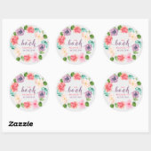 Waterverf Flowers Wreath - Book Elegant Typography Ronde Sticker (Vel)