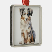 WATERVERF FLUFFY AUSTRALISCHE HERDERSHOND METALEN ORNAMENT (Rechts)