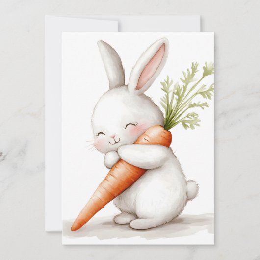 Waterverf Fluffy Bunny Carrot Love Aankondiging (Voorkant)