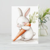 Waterverf Fluffy Bunny Carrot Love Aankondiging (Staand voorkant)