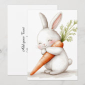 Waterverf Fluffy Bunny Carrot Love Aankondiging (Voorkant / Achterkant)