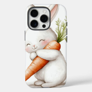 Waterverf Fluffy Bunny Carrot Love iPhone 16 Pro Hoesje