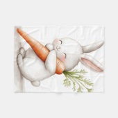 Waterverf Fluffy Bunny Carrot Love Fleece Deken (Voorkant (Horizontaal))