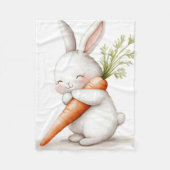 Waterverf Fluffy Bunny Carrot Love Fleece Deken (Voorkant)