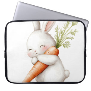Waterverf Fluffy Bunny Carrot Love Laptop Sleeve