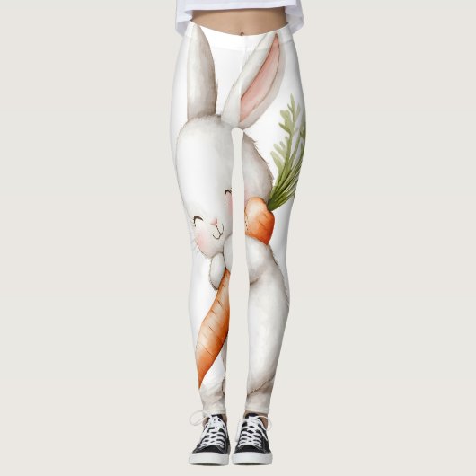Waterverf Fluffy Bunny Carrot Love Leggings (Voorkant)