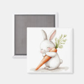 Waterverf Fluffy Bunny Carrot Love Magneet (Voorkant / Achterkant)
