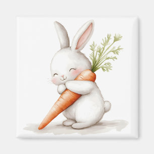 Waterverf Fluffy Bunny Carrot Love Magneet