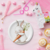 Waterverf Fluffy Bunny Carrot Love Papieren Bordje (Feest)