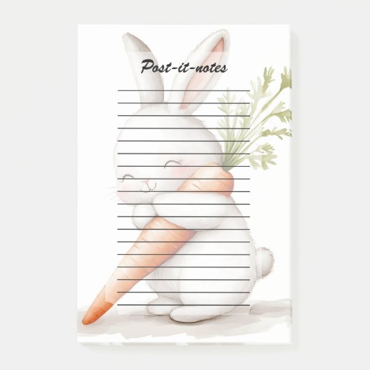 Waterverf Fluffy Bunny Carrot Love Post-it® Notes (Voorkant)