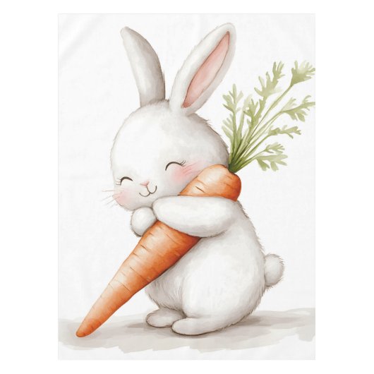 Waterverf Fluffy Bunny Carrot Love Tafelkleed (Voorkant)