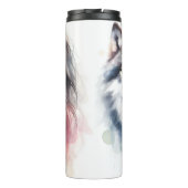 Waterverf fluistert: vrouw en wolf. thermosbeker (Achterkant)