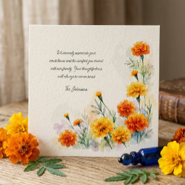 Waterverf Fluweelbloem Bloemrijke Condoleance Fune Bedankkaart