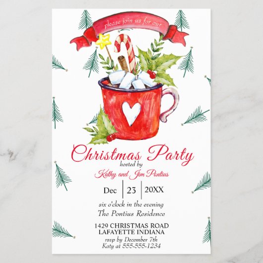 Waterverf Flyer-kerstfeest uitnodiging Flyer (Voorkant)